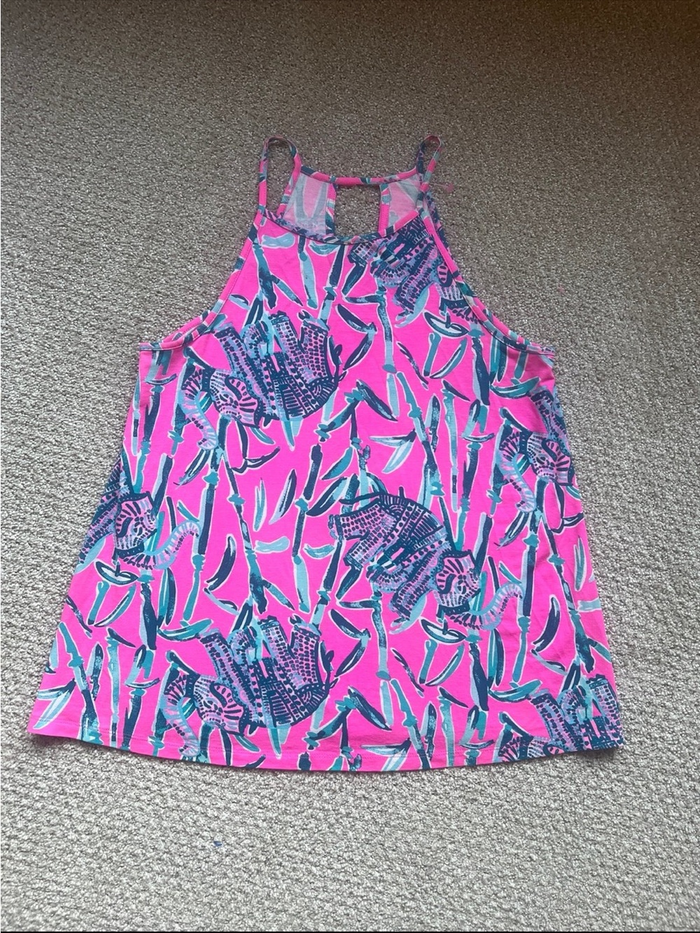 Lilly Pulitzer Bright Pink Tropical Print Tank Top